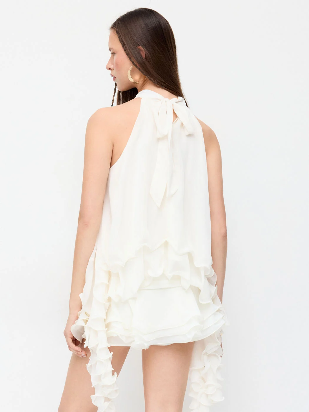 Chiffon Neck Ruffle Top