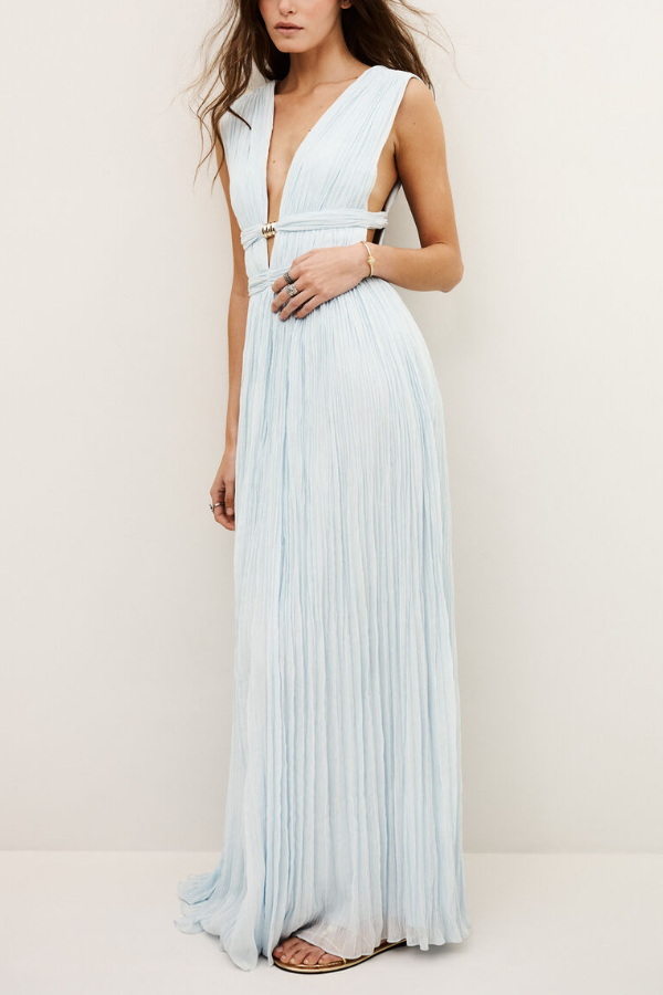 Women's V-neck Sleeveless Long Dress