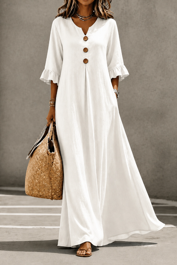 Elegant Ruffle V-Neck Dress