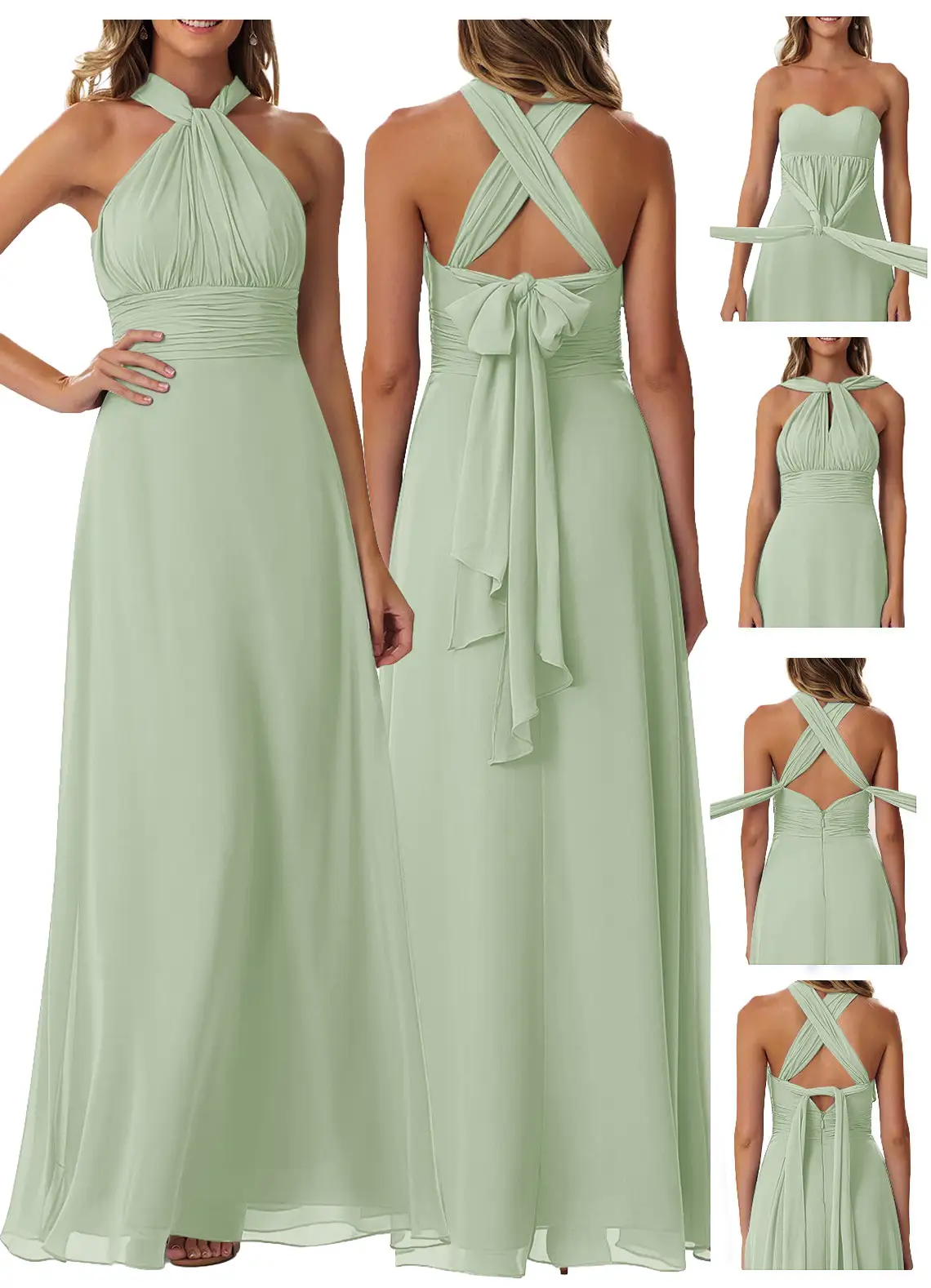 A-Line Strapless Chiffon Convertible Dress