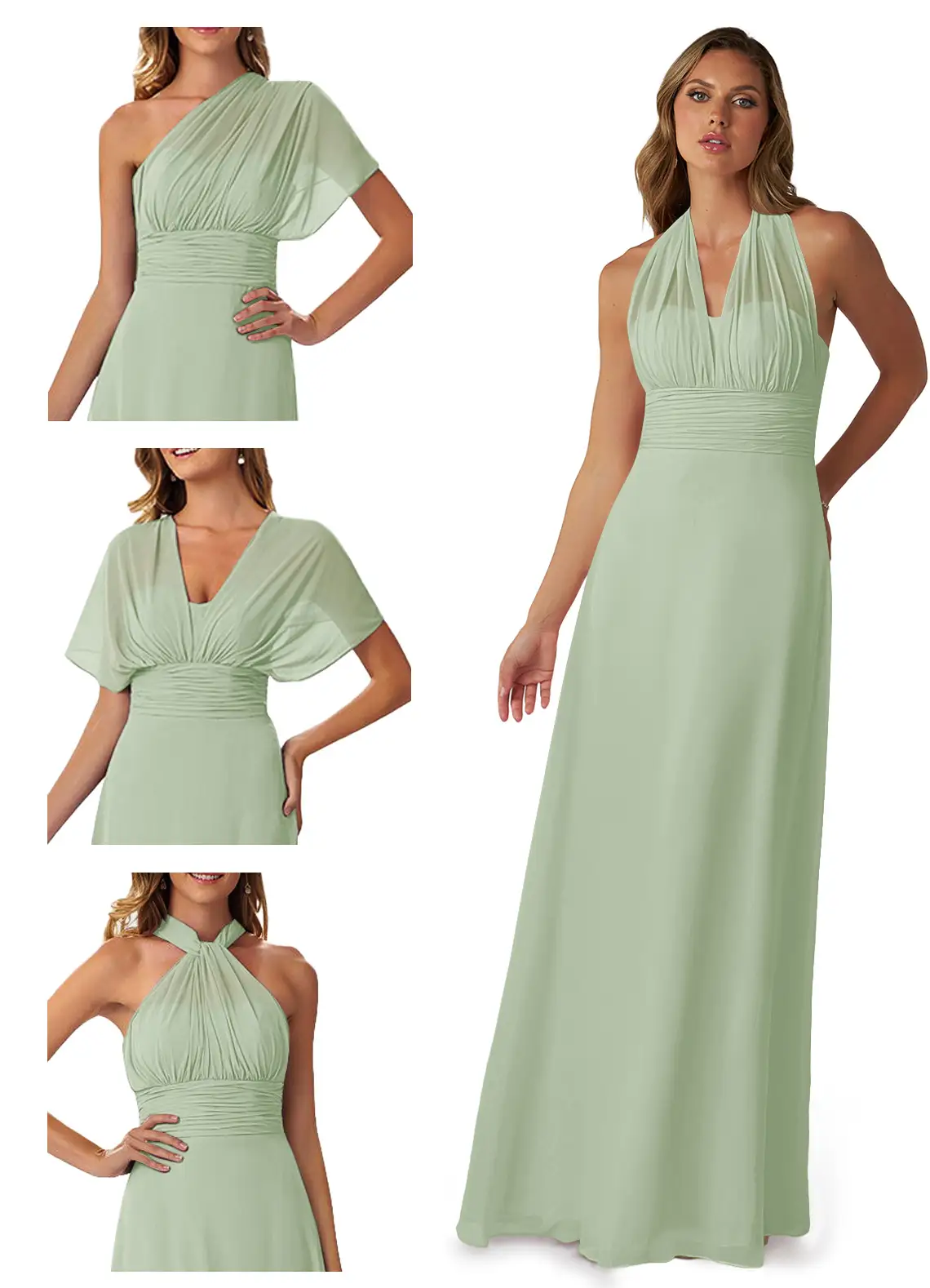 A-Line Strapless Chiffon Convertible Dress