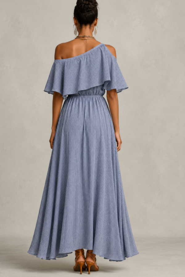 Coastal Breeze One-Shoulder Maxi Dress