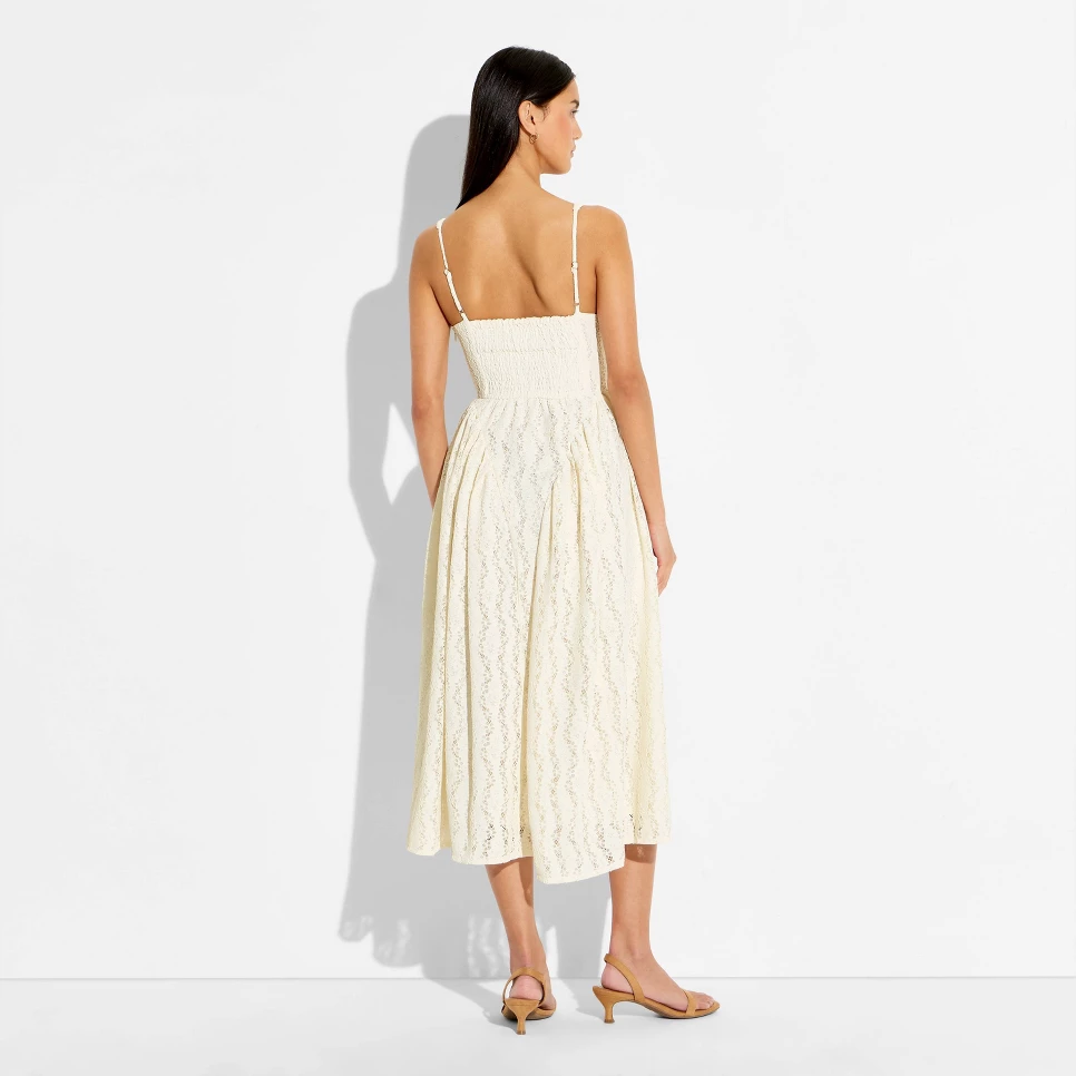 Vintage Cream Lace Midi Dress