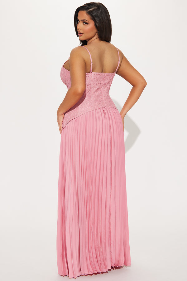 Daniella Lace Corset Pleated Maxi Dress