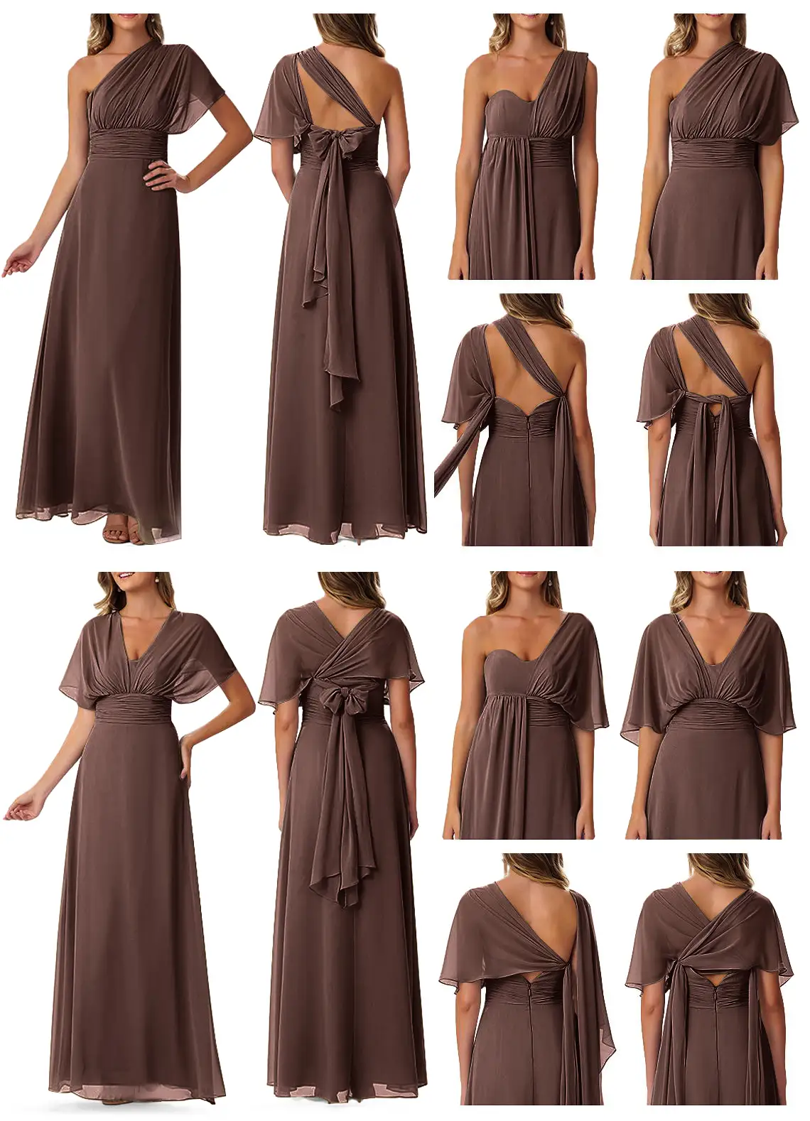 A-Line Strapless Chiffon Convertible Dress