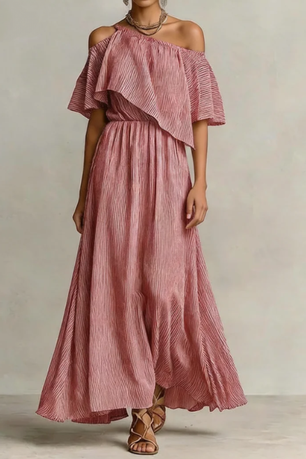Coastal Breeze One-Shoulder Maxi Dress