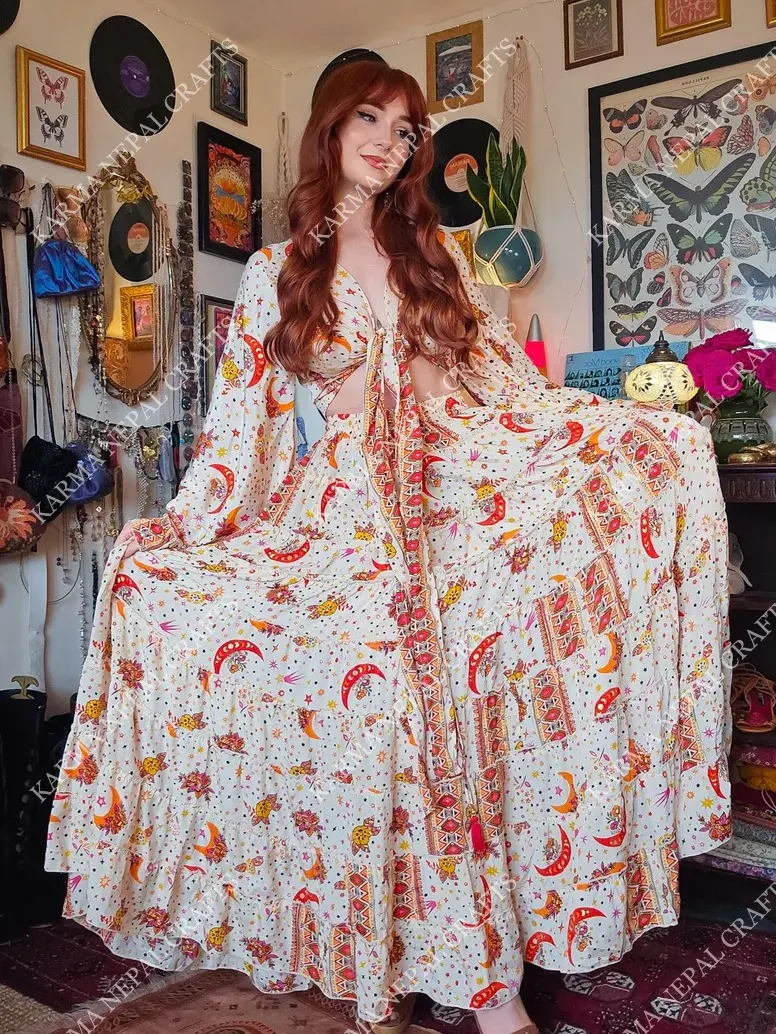Boho Hippie Long Skirt Set
