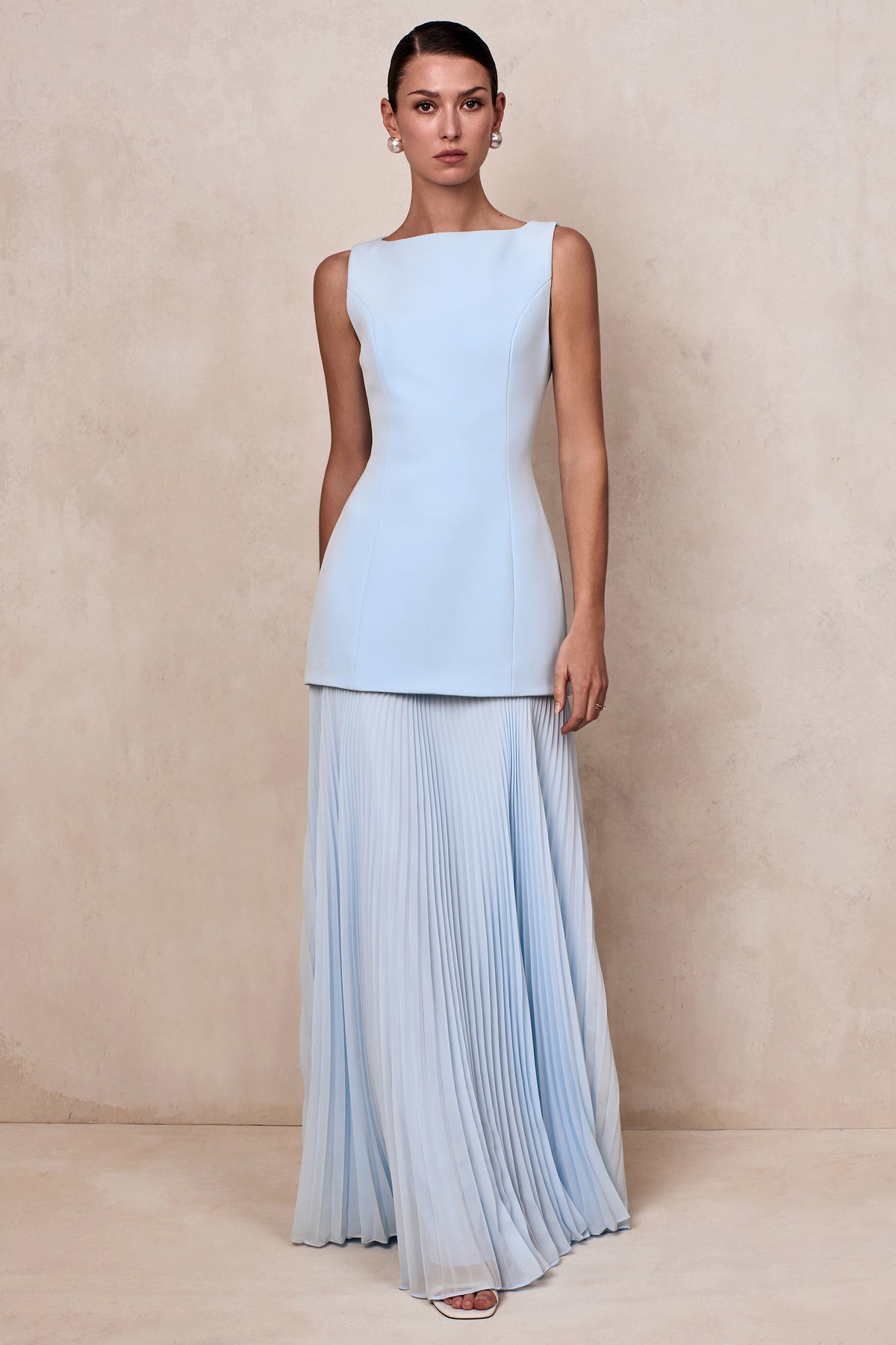 Neck Maxi Dress With Drop-Waist