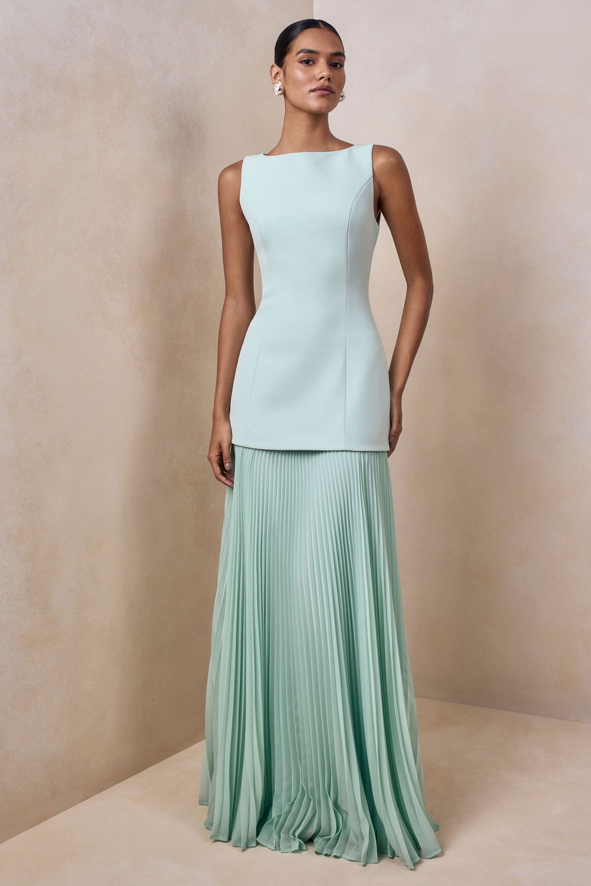 Neck Maxi Dress With Drop-Waist