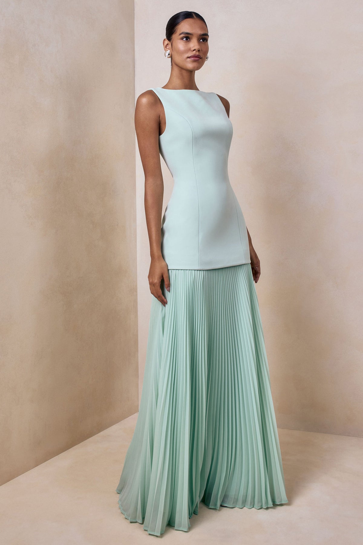 Neck Maxi Dress With Drop-Waist
