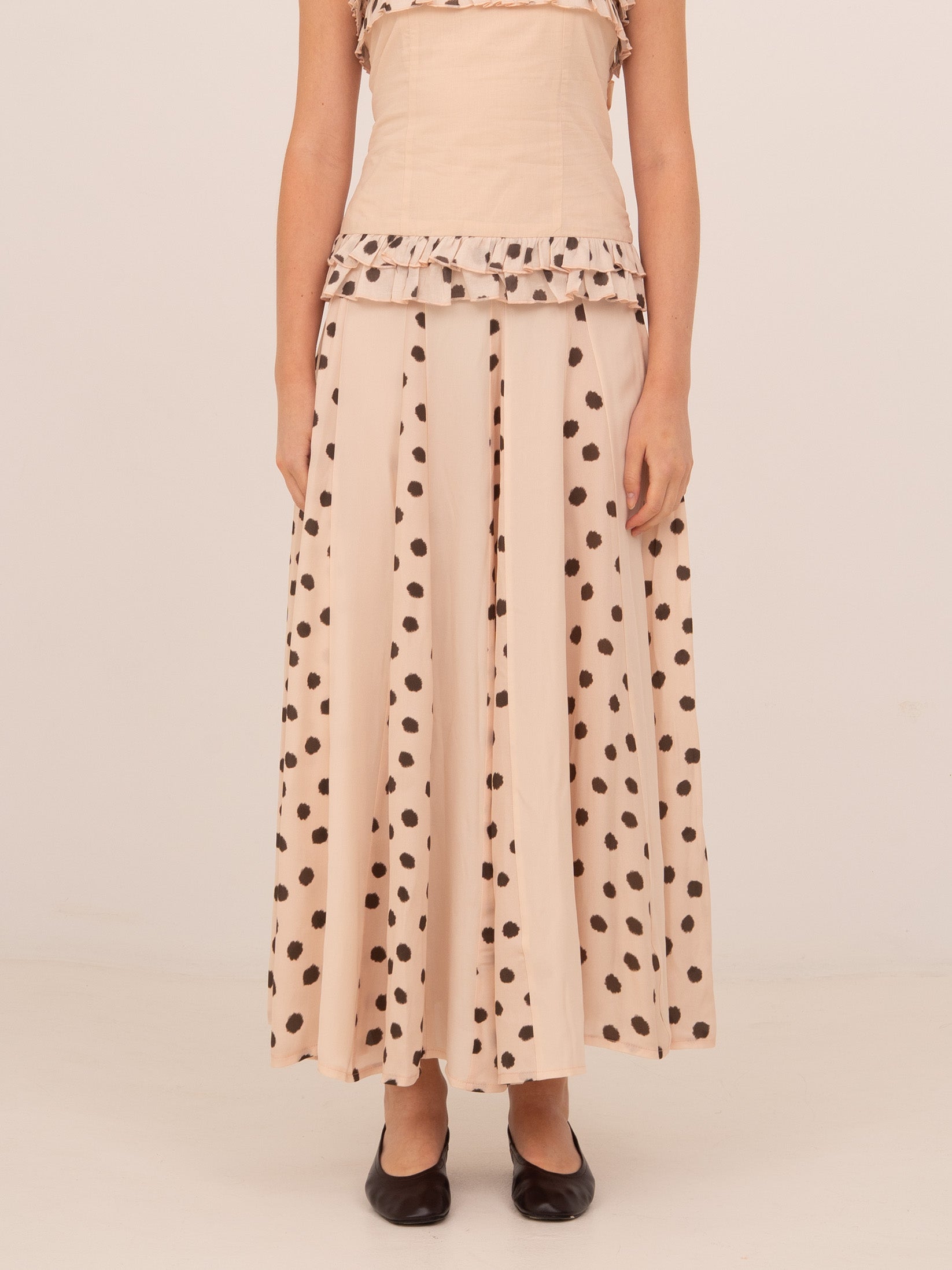 Noctis Beige Polka Dot Print Co-Ord Set