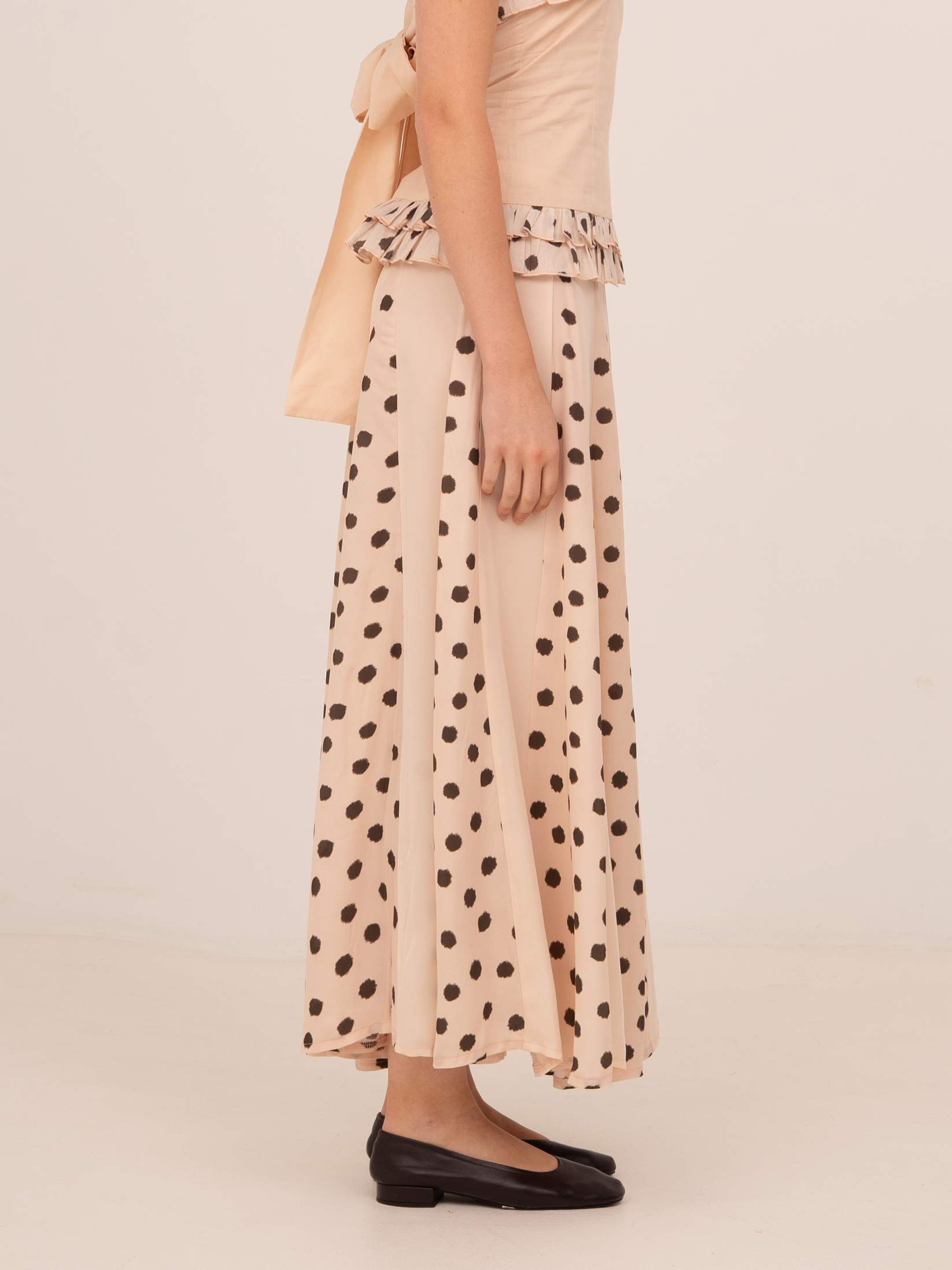 Noctis Beige Polka Dot Print Co-Ord Set