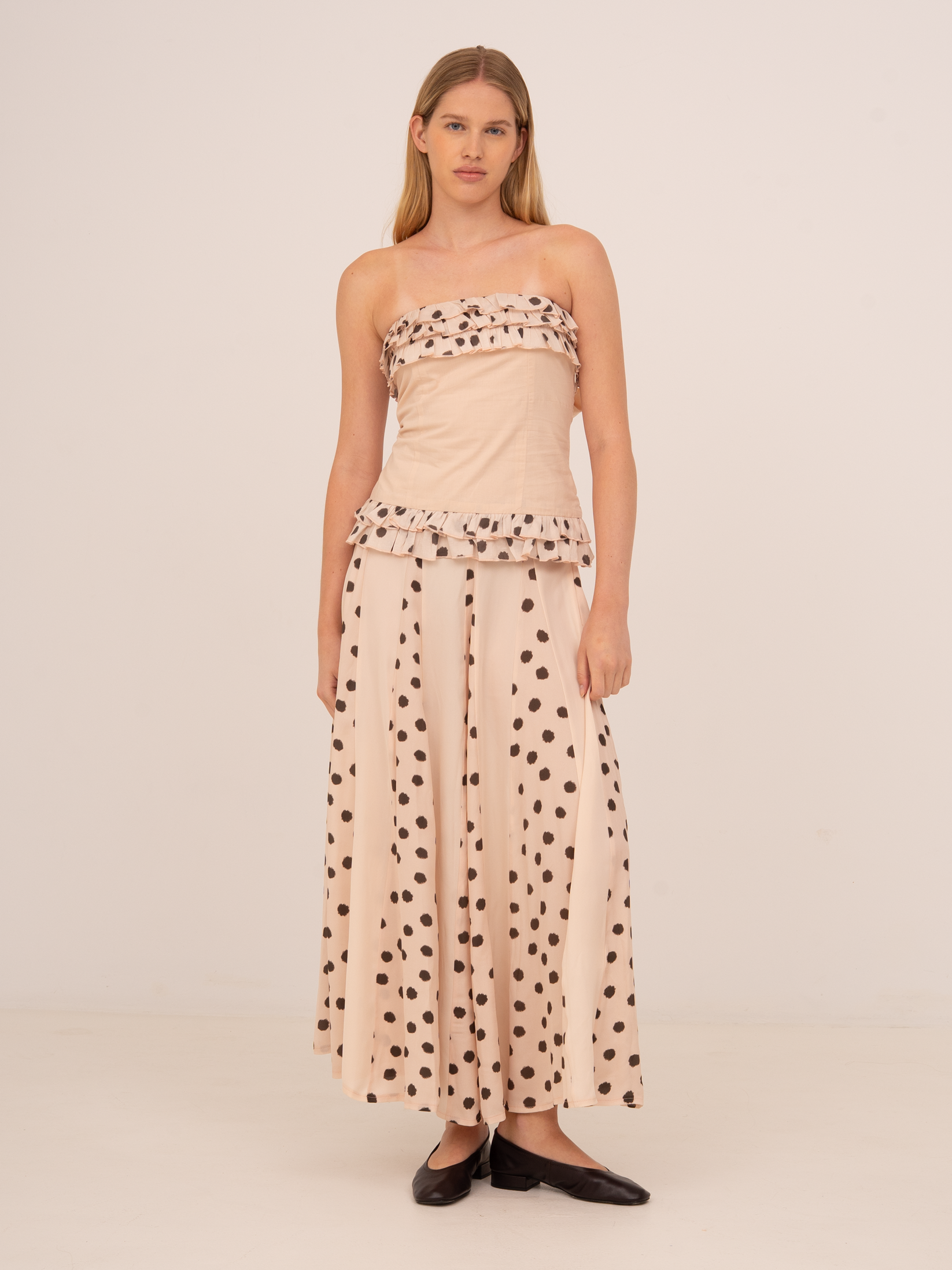 Noctis Beige Polka Dot Print Co-Ord Set