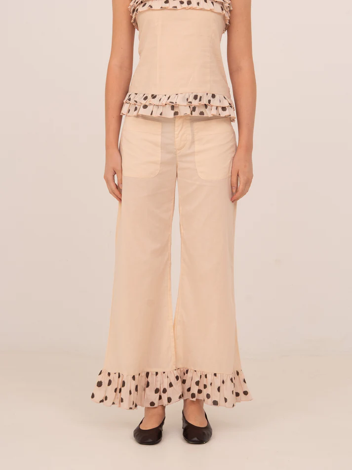 Noctis Beige Polka Dot Print Co-Ord Set
