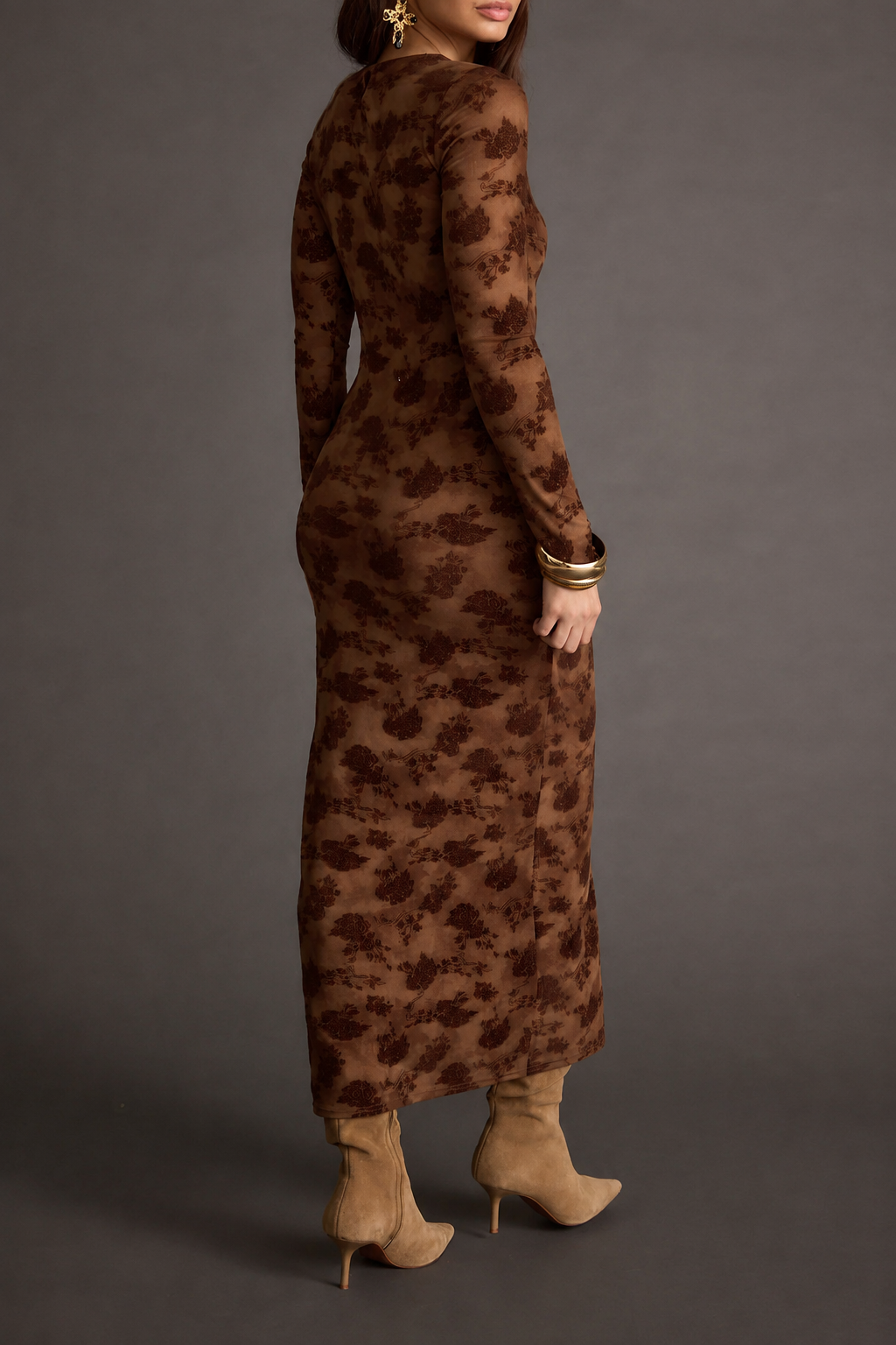 🔥 Limited-Time Sale | Casanova Brown Floral Maxi Dress