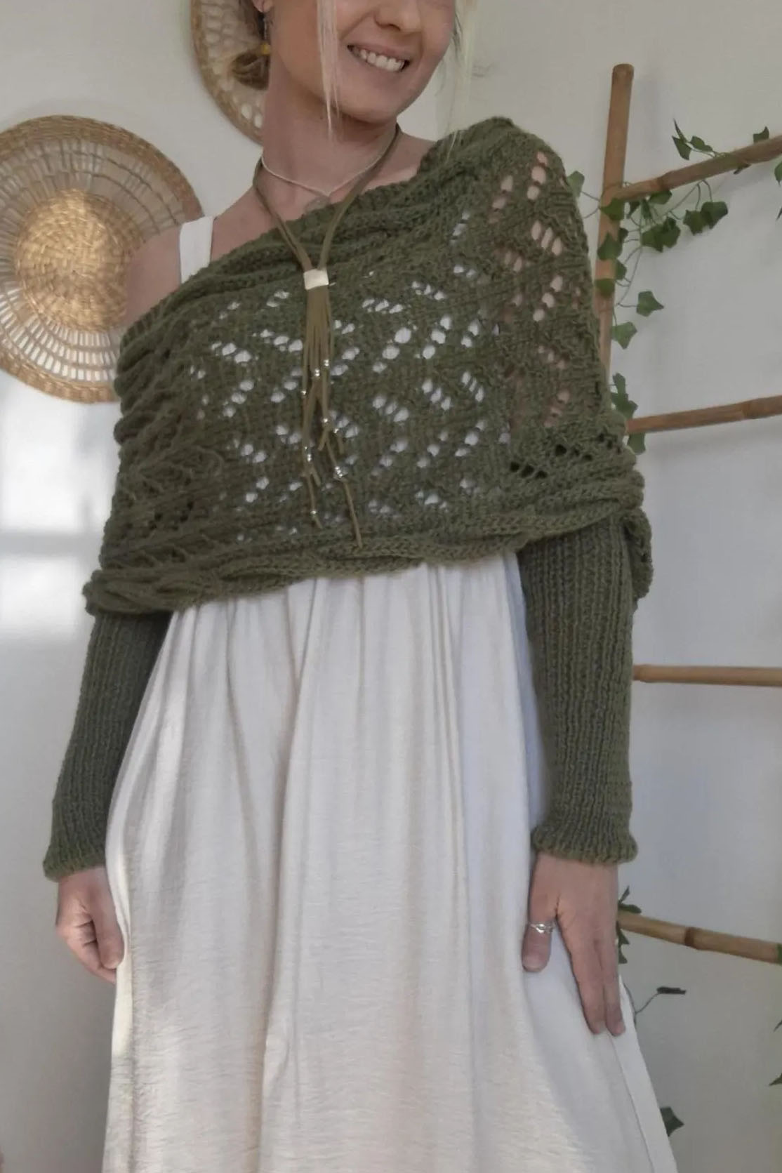 Scarf with Sleeves, Boho Shrug Cardigan, Wrap Sweater Women, Boho Weeding Shawl
