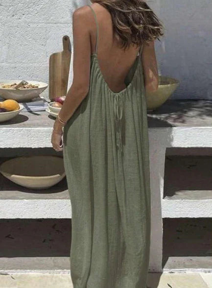 ☀️ Women's Solid Color Backless Cami Dress-lln