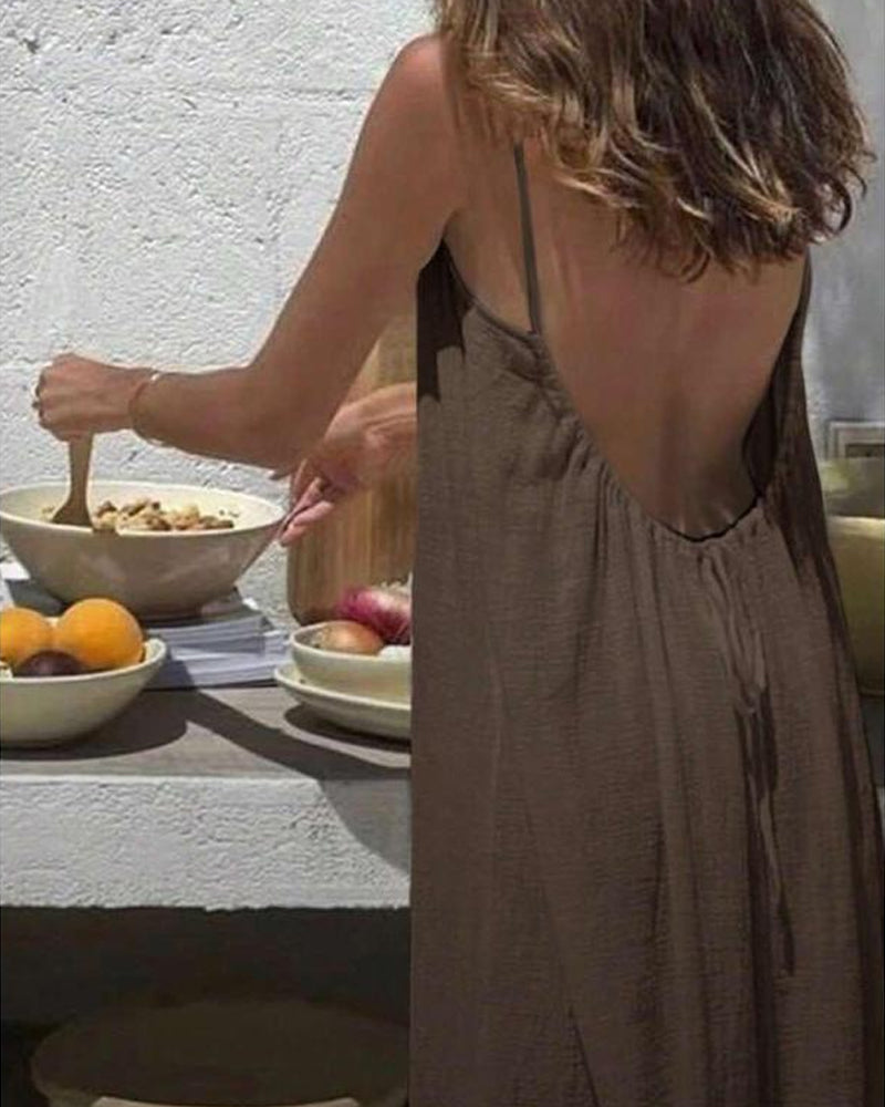 ☀️ Women's Solid Color Backless Cami Dress-lln