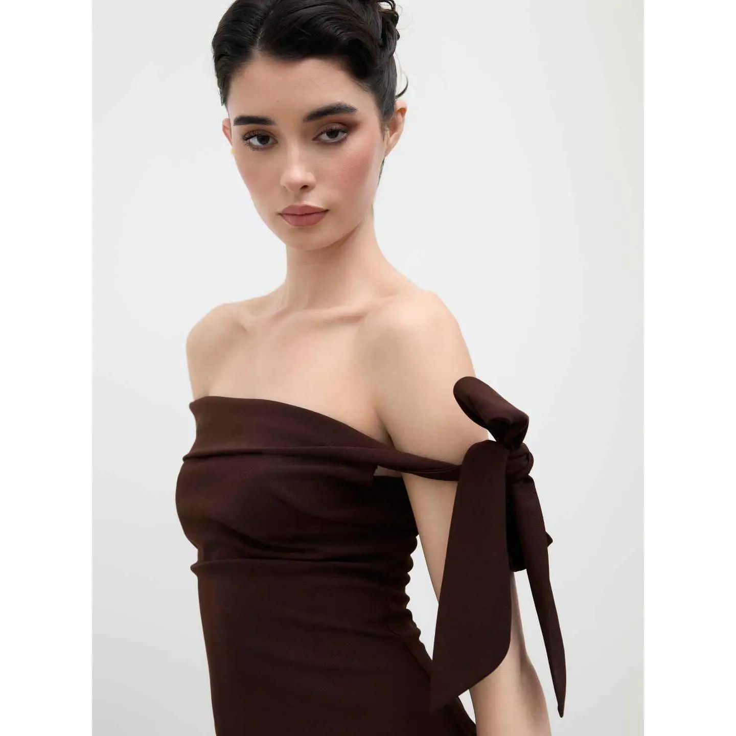 Off-shoulder Asymmetrical Bowknot Mermaid Maxi Dress