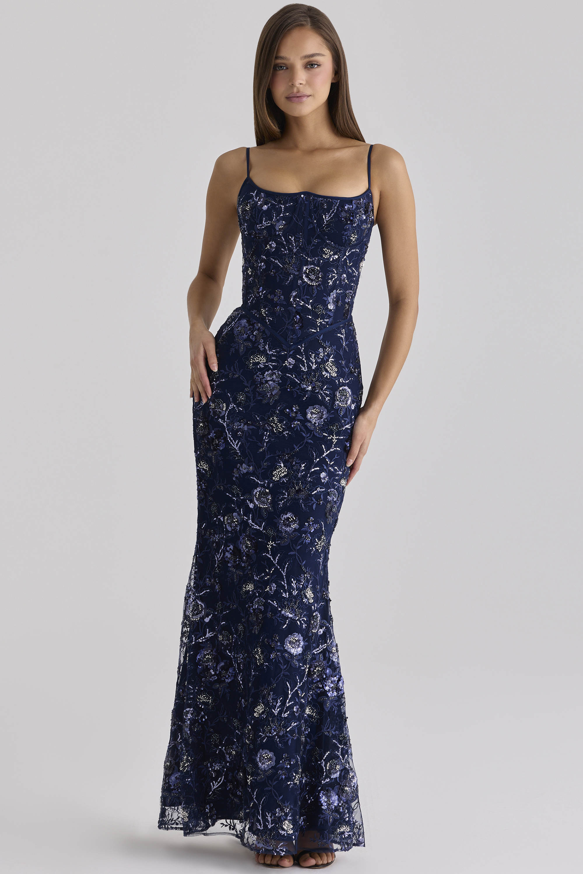 Hand Beaded Embellished Corset Maxi Dress