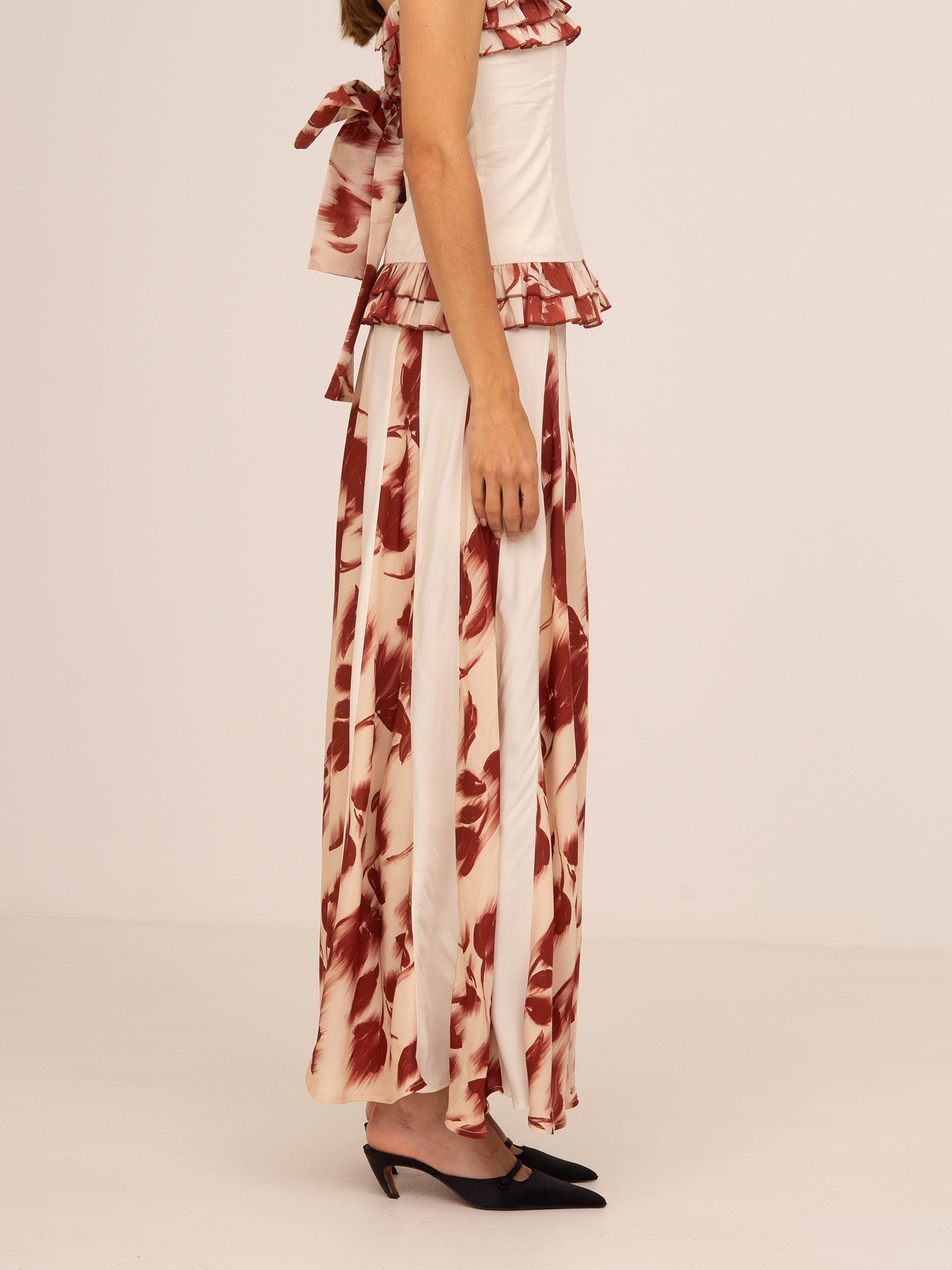 Red Noctis Flower Print Skirt