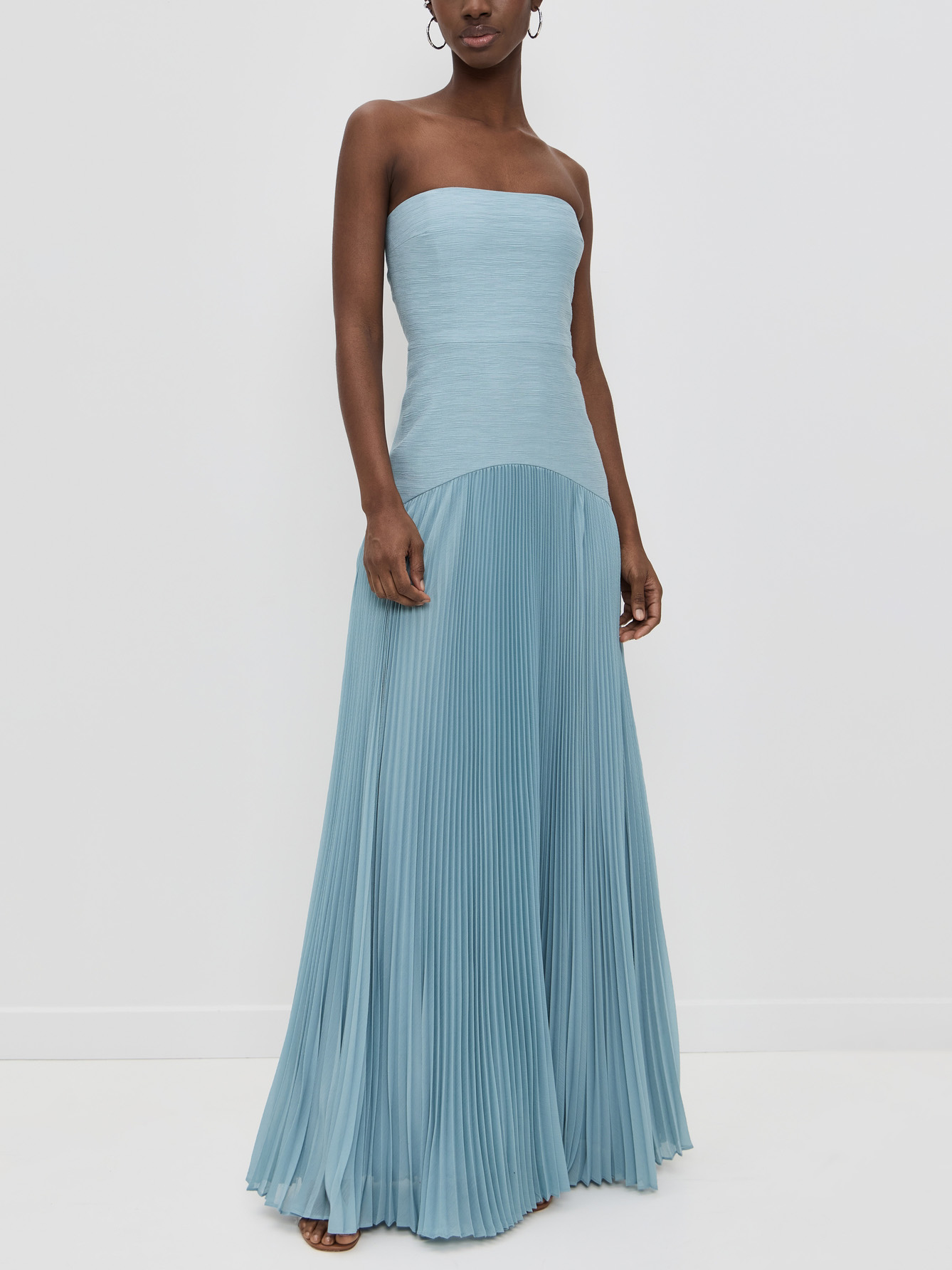 Elegant Wrap-Breasted Pleated Maxi Dress