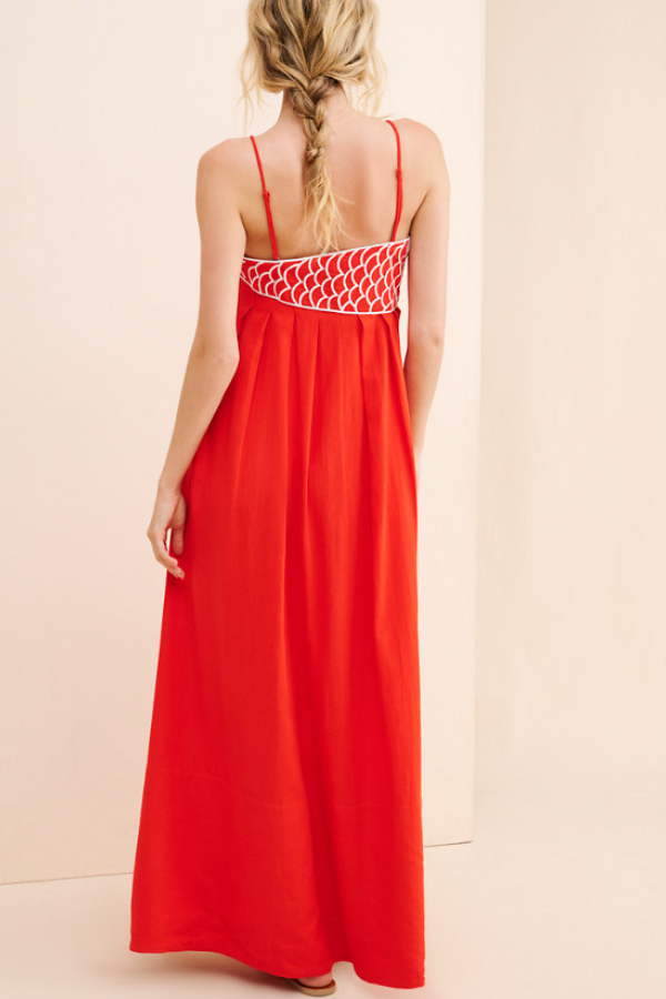 Fishtail Linen-blend Maxi Dress