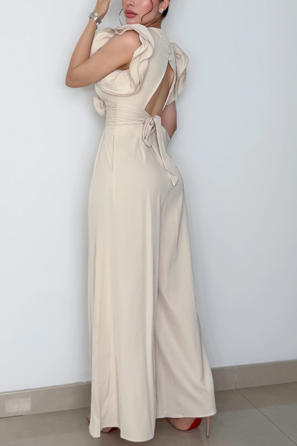 Floral-Collar Jumpsuit