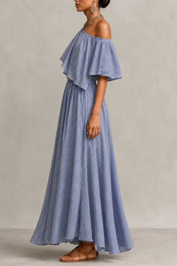 Coastal Breeze One-Shoulder Maxi Dress