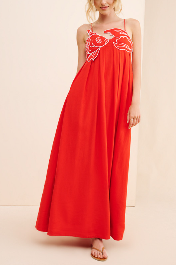 Fishtail Linen-blend Maxi Dress