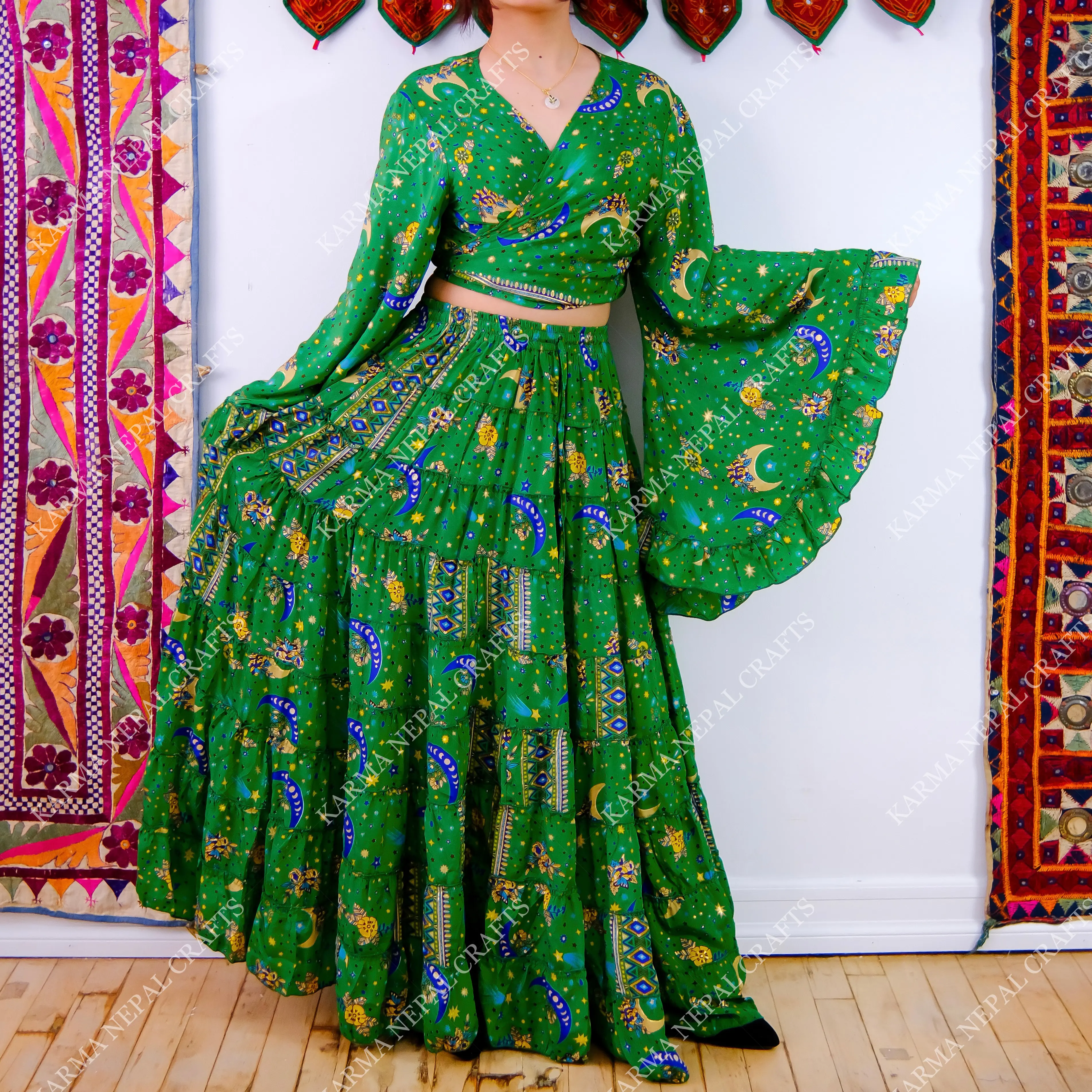 Boho Hippie Long Skirt Set
