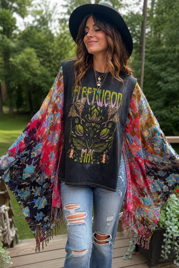 Fleetwood Vintage Print Dolman Sleeve Top