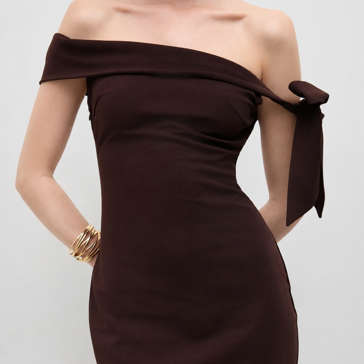Off-shoulder Asymmetrical Bowknot Mermaid Maxi Dress
