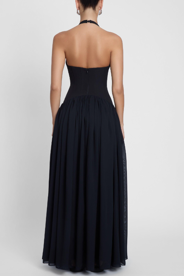 Shawl-style Fitted Long Dress