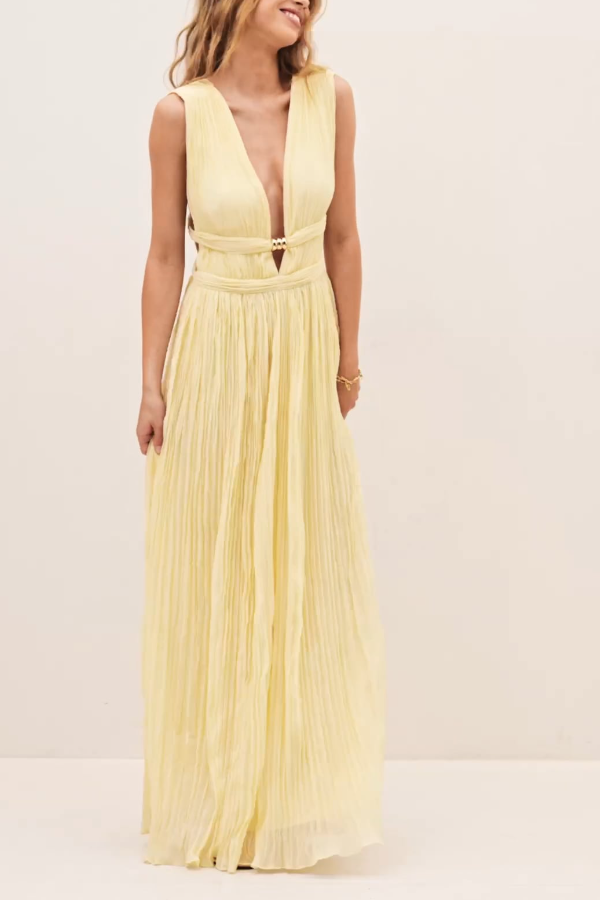 Women's V-neck Sleeveless Long Dress