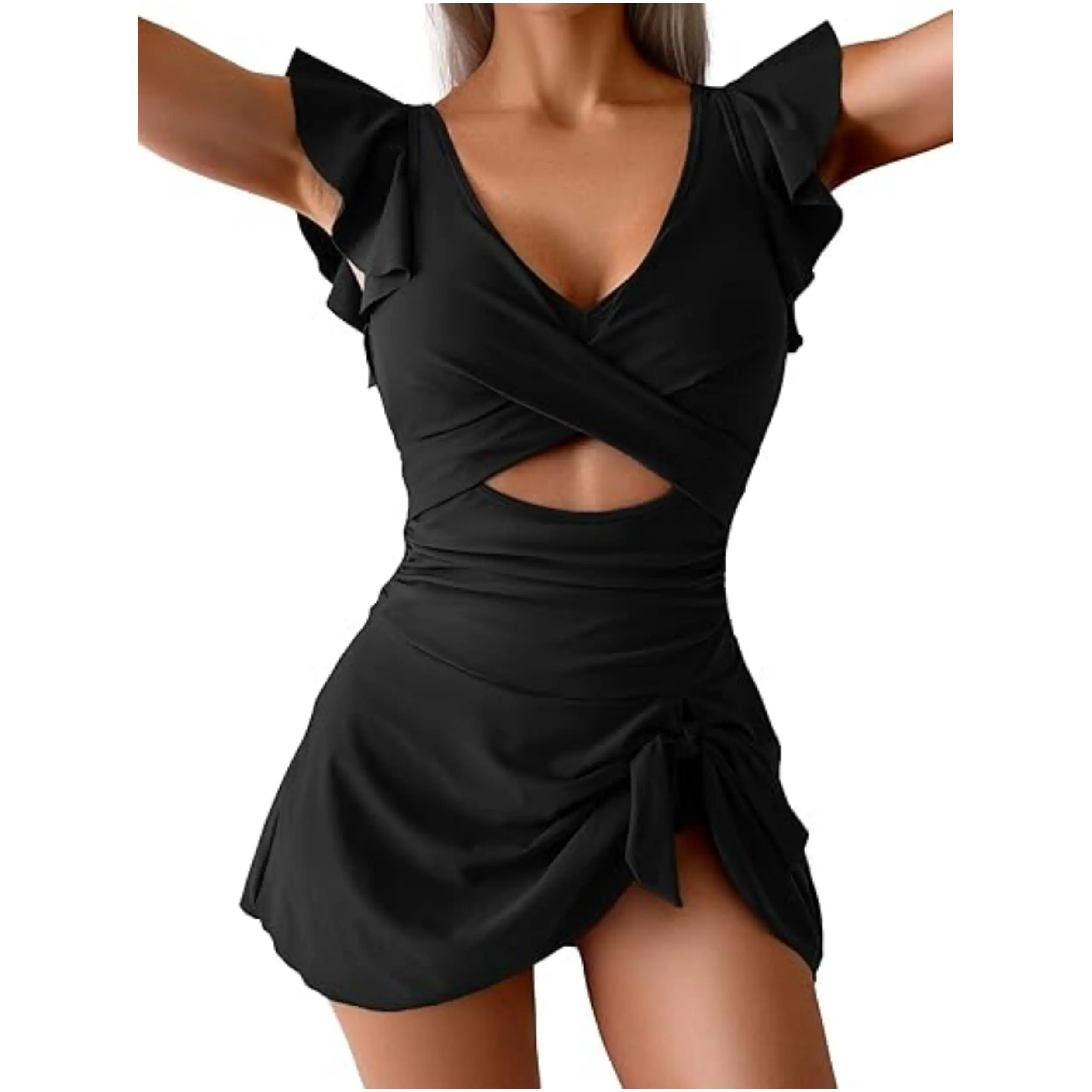 Floral Ruffle Swim Dress