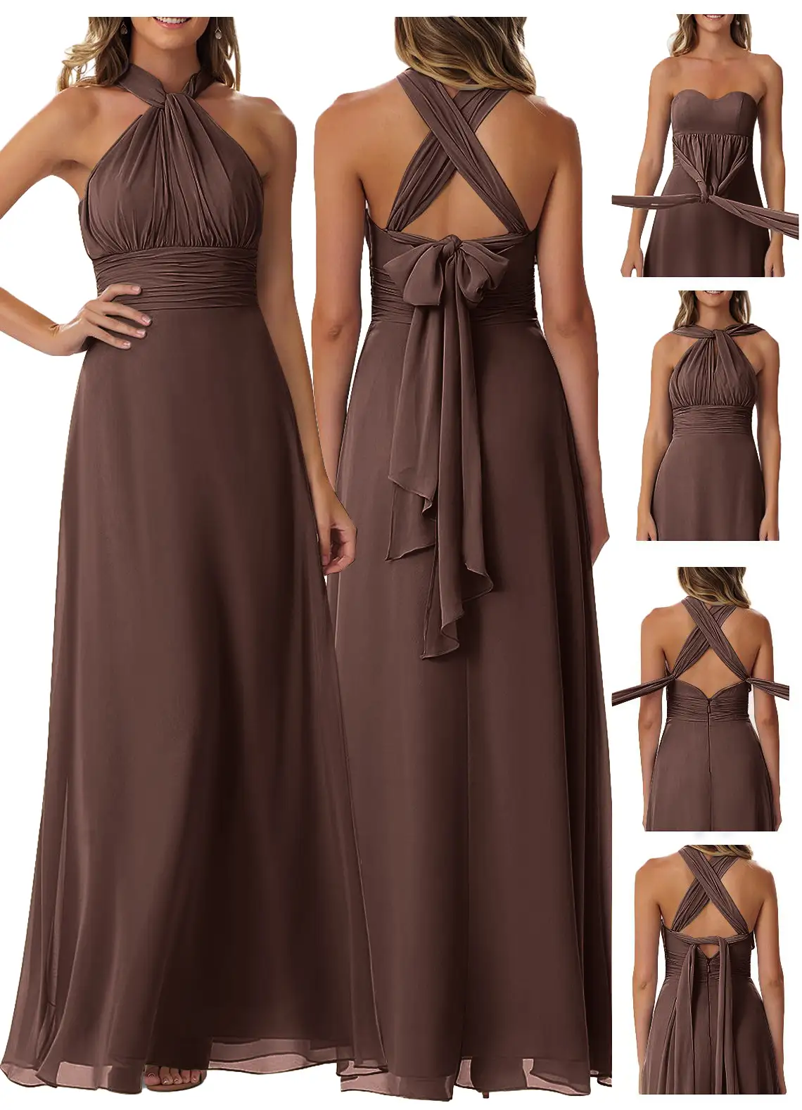 A-Line Strapless Chiffon Convertible Dress