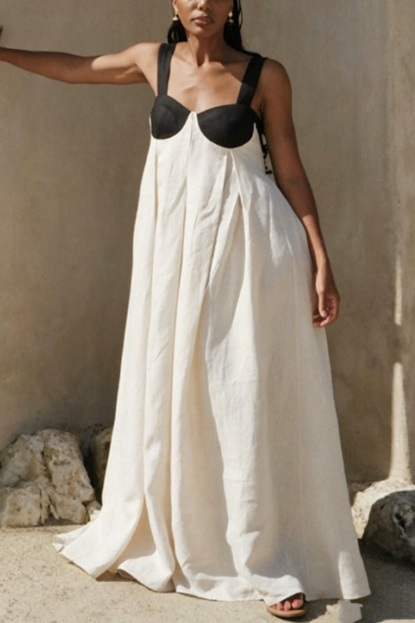 Women's Colorblock Loose Maxi Dress