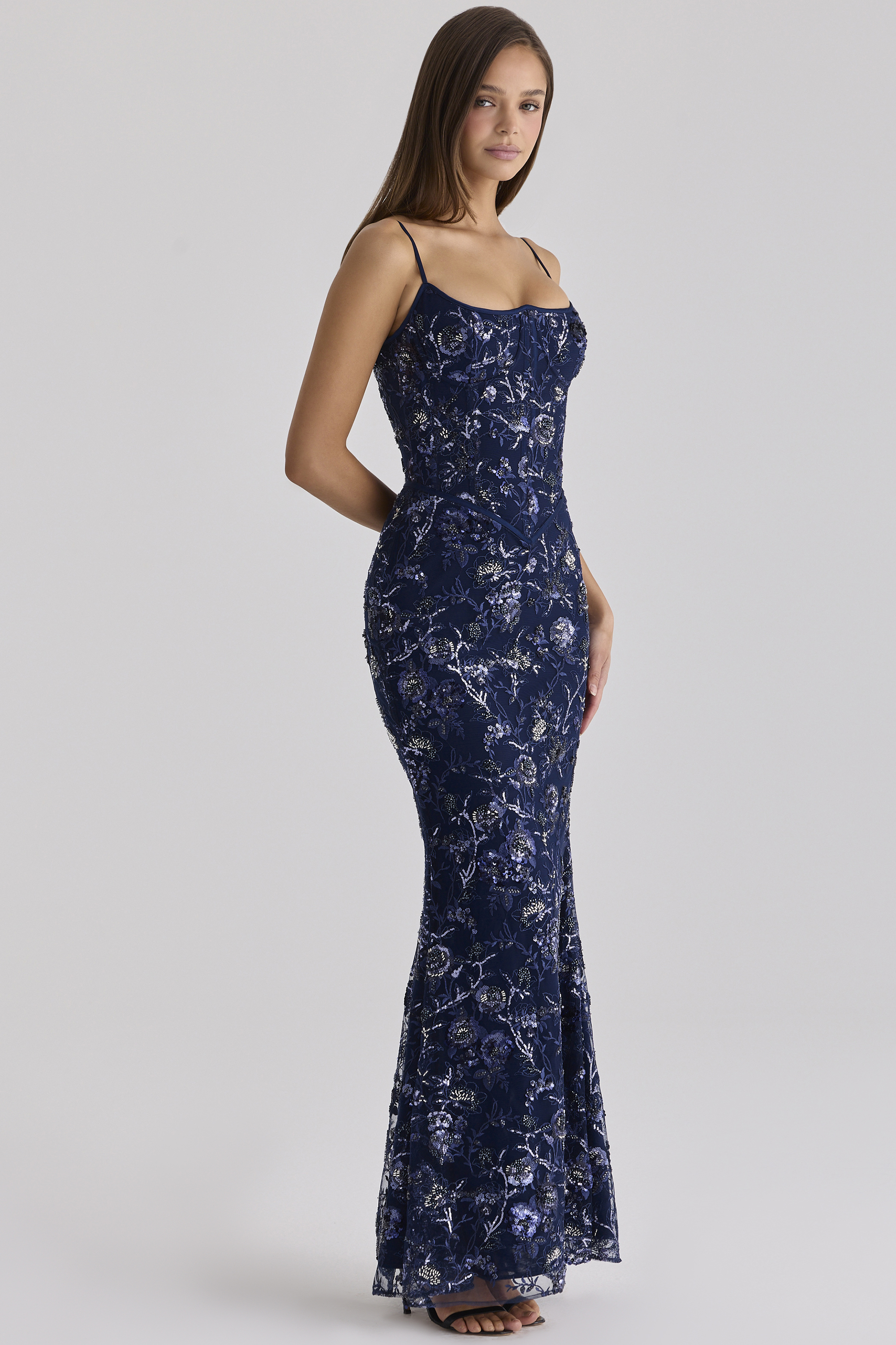 Hand Beaded Embellished Corset Maxi Dress