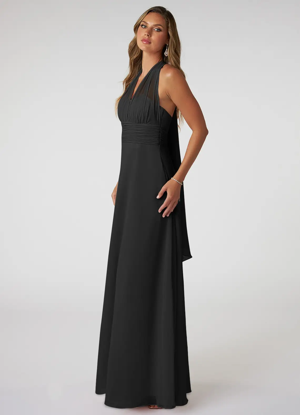 A-Line Strapless Chiffon Convertible Dress
