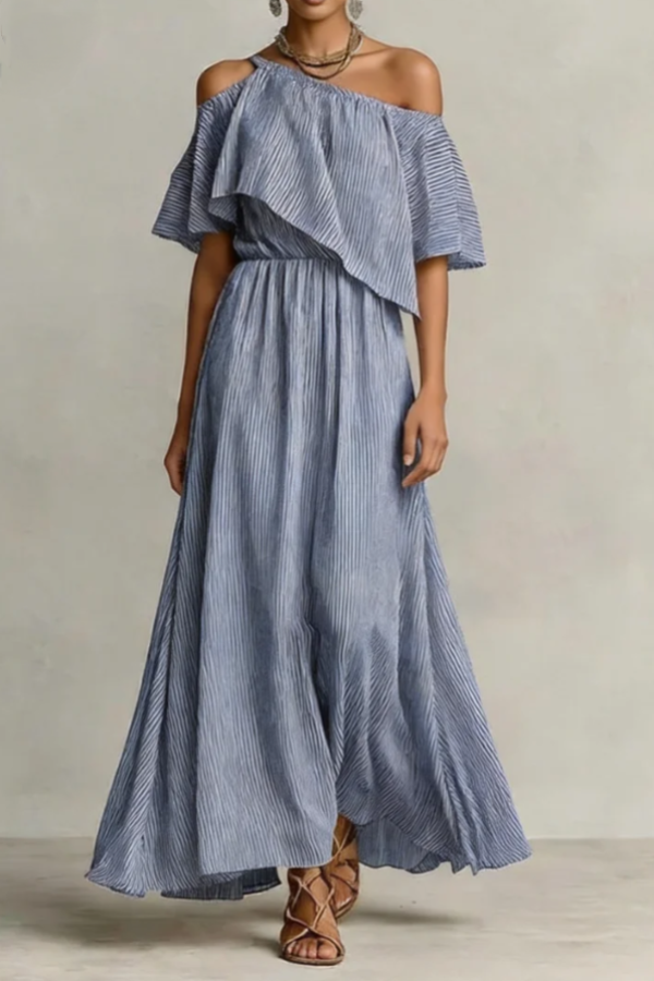Coastal Breeze One-Shoulder Maxi Dress