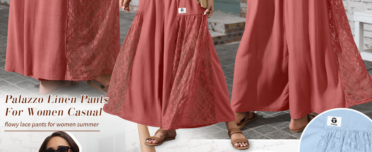Boho Wide Leg linen Pants for women