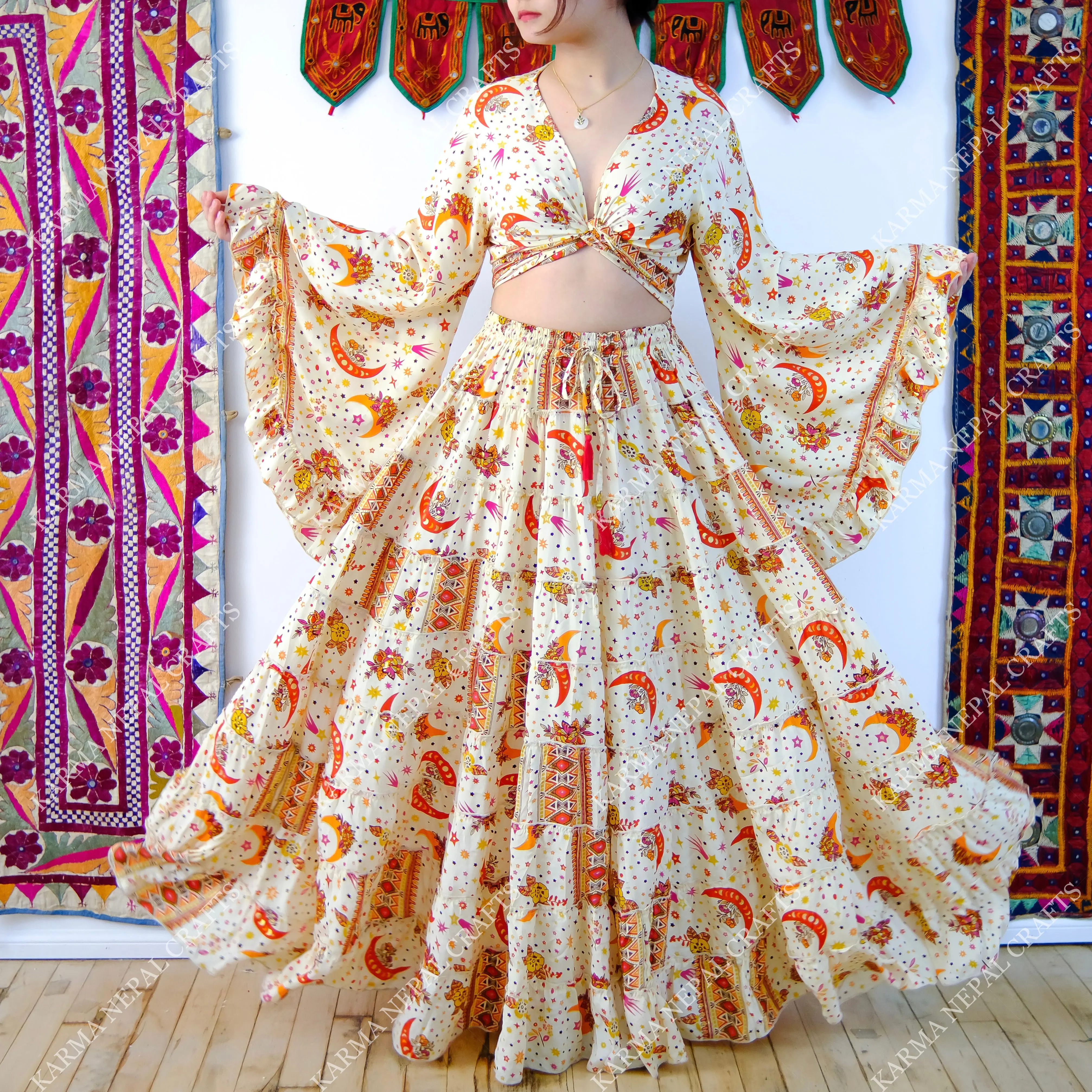 Boho Hippie Long Skirt Set