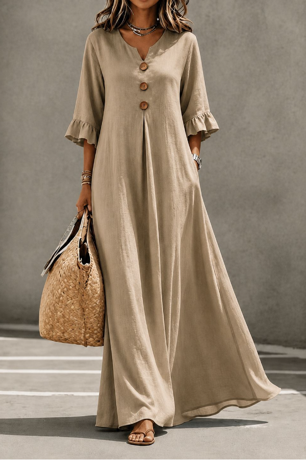Elegant Ruffle V-Neck Dress