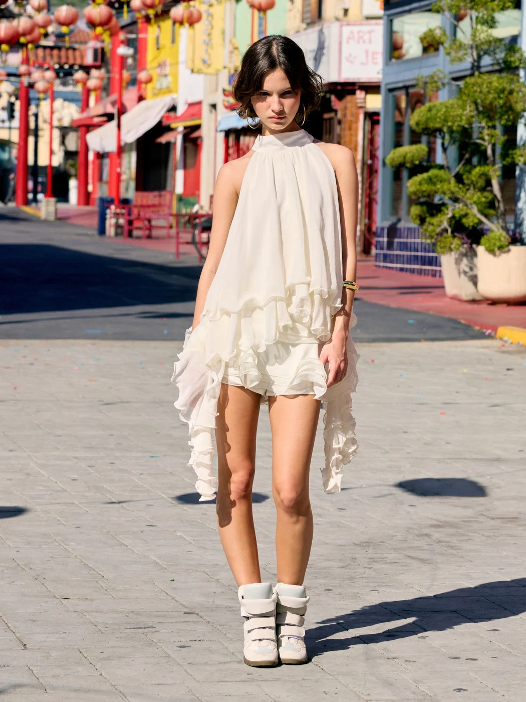Chiffon Low-rise Ruffled Flounce Skirt-pants