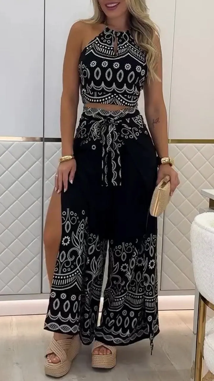 Women's Printed Holiday Casual Set