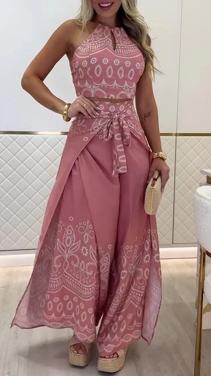 Women's Printed Holiday Casual Set