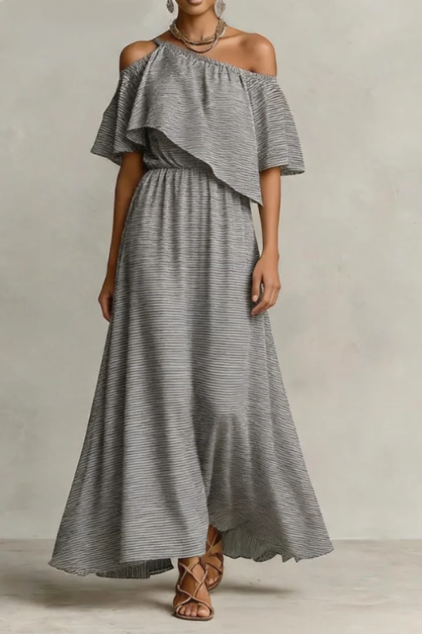 Coastal Breeze One-Shoulder Maxi Dress