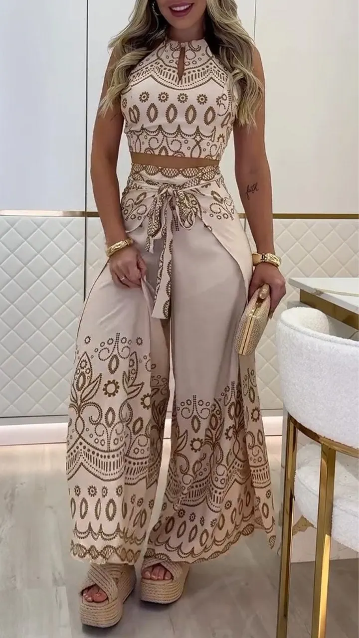 Women's Printed Holiday Casual Set