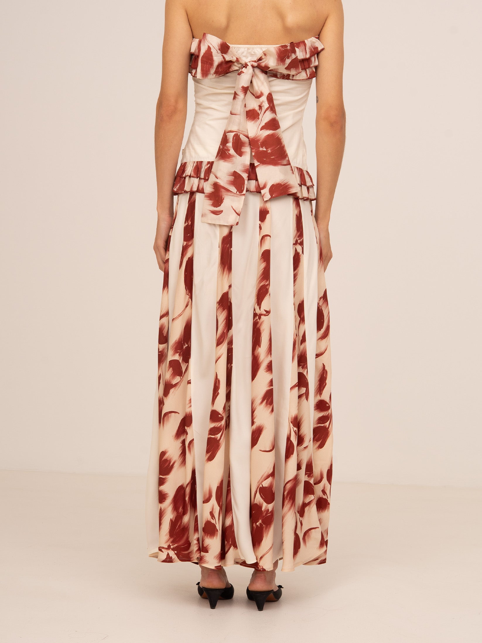 Red Noctis Flower Print Skirt